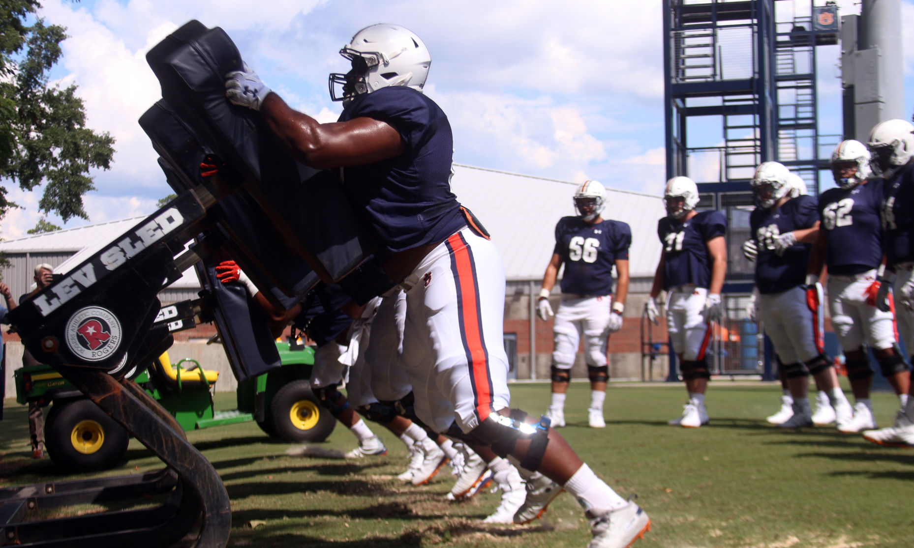 Auburn football practice on the first day of full pads